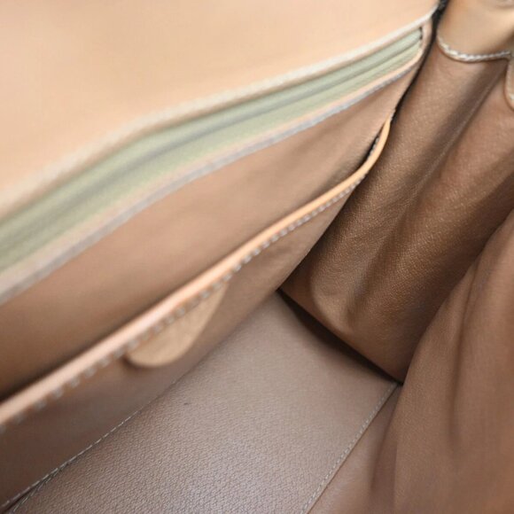 CELINE Logo Macadam Pattern Hand Bag PVC Leather Brown Gold Italy 04EF233 - Picture 10 of 14